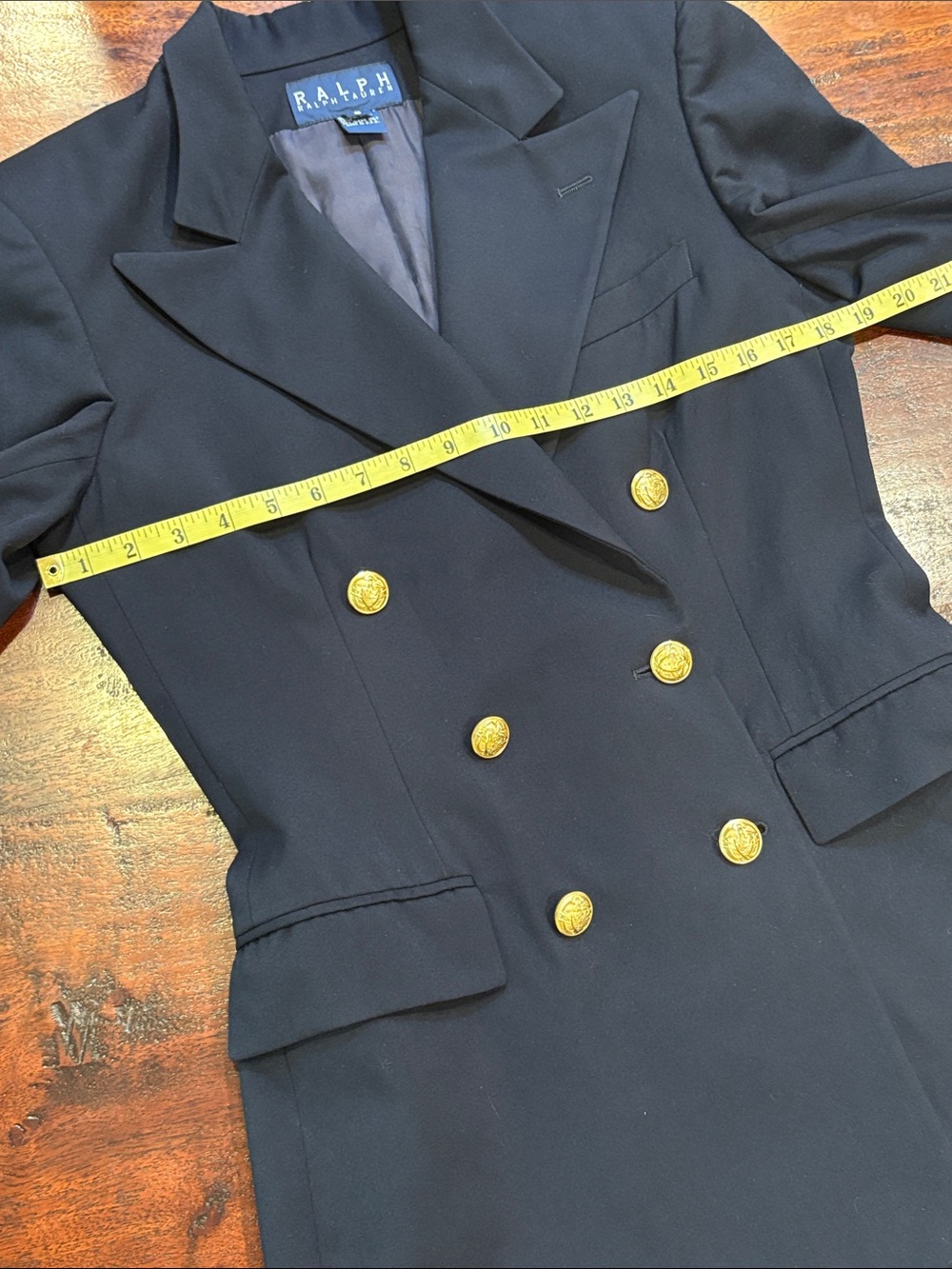 Vintage RALPH Ralph Lauren Navy Double-Breasted Blazer with Gold Buttons size 6 - Picture 11 of 15